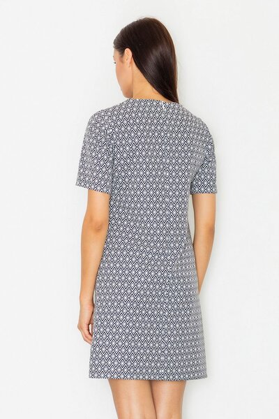Sukienka z krótkim rękawem w szare romby