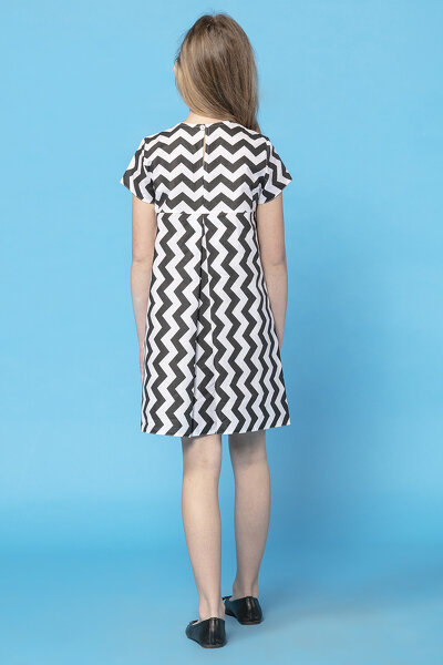 Letnia sukienka dla mamy i córki z czarnymi zygzakami