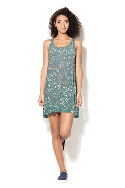 Zielona sukienka ze wzorem na ramiączkach