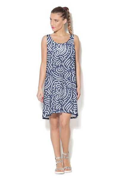 Letnia biało-niebieska sukienka na ramiączkach