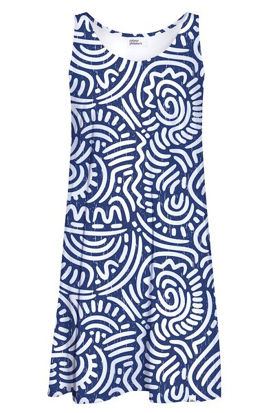 Letnia biało-niebieska sukienka na ramiączkach