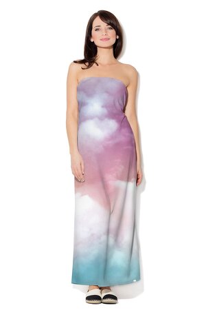 Sukienka maxi w kolorowe chmurki Sukienka maxi w kolorowe chmurki
