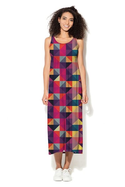 Kolorowa sukienka na ramiączkach maxi