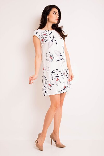 Letnia sukienka w kolorze ecru w kwiaty