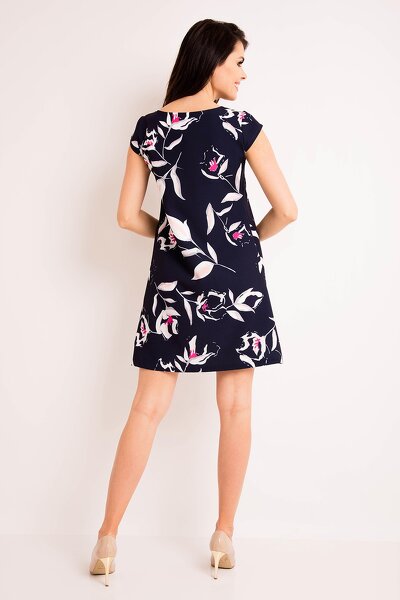 Letnia sukienka w kolorze granatowym w kwiaty