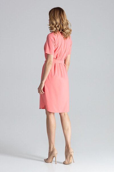 Letnia sukienka wiązana w pasie w kolorze koral