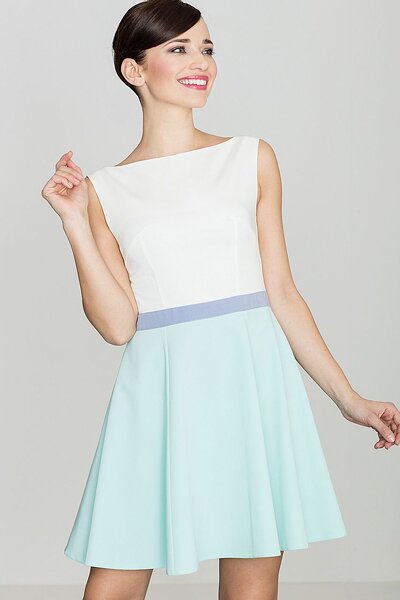 Sukienka rozkloszowana w biało miętowym kolorze