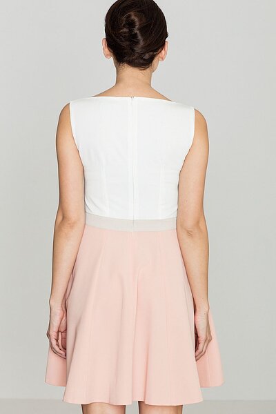 Sukienka rozkloszowana w kolorze biało różowym