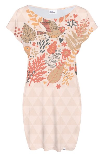 Sukienka z krótkim rękawem w odcieniach beżu i brązu