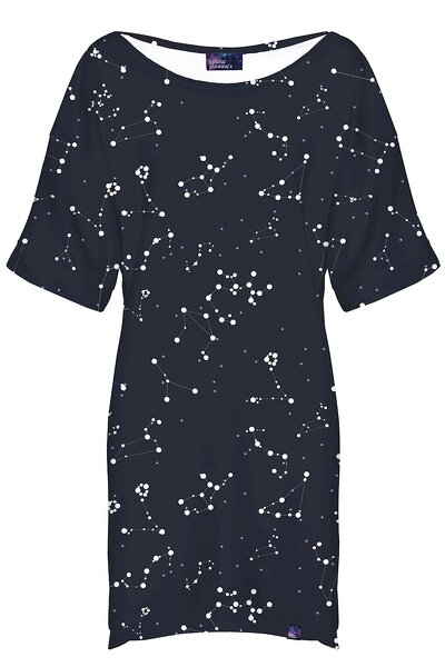 Czarna sukienka z białymi ozdobami