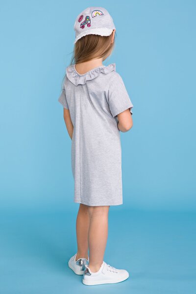 Szara sukienka z falbanką przy dekolcie dla córki