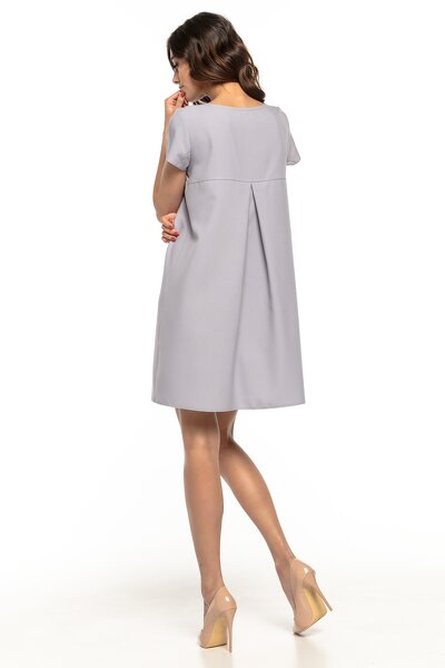 Szara sukienka z kontrafałdą na plecach