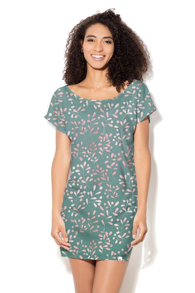 Zielona sukienka mini w listki