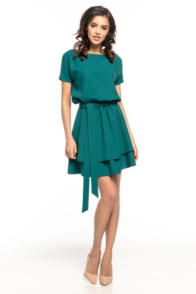 Zielona sukienka z podwójną falbaną