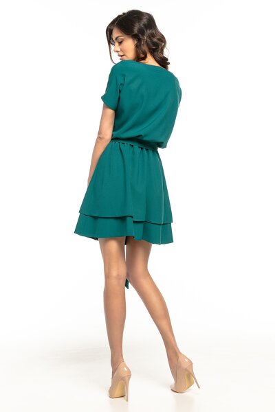 Zielona sukienka z podwójną falbaną