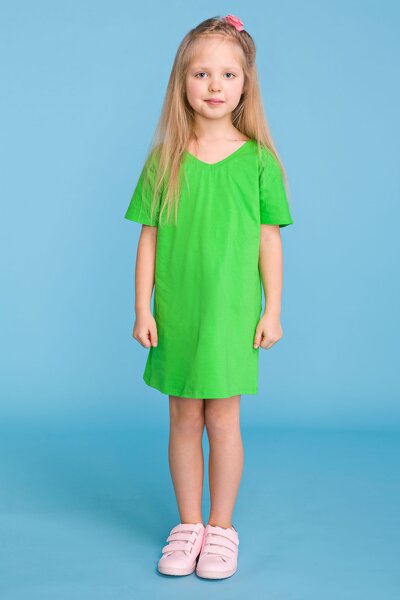 Jasno zielona sukienka z krótkim rękawem