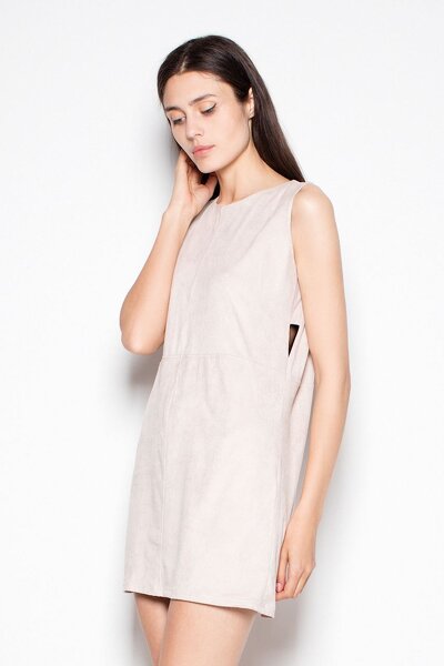 Beżowa sukienka zamszowa z irchy