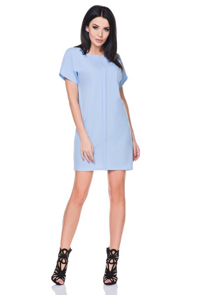Błękitna luźna sukienka z krótkim rękawem