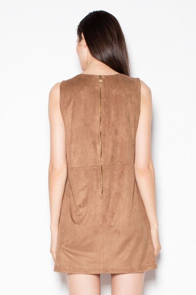 Brązowa sukienka zamszowa z irchy