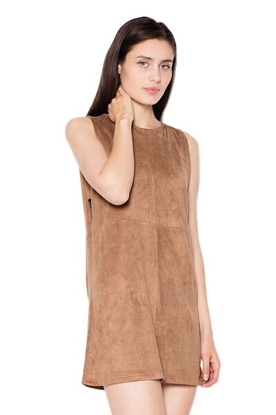 Brązowa sukienka zamszowa z irchy