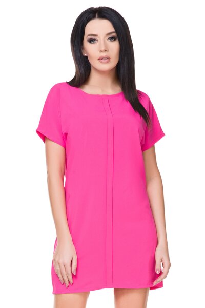 Luźna sukienka z krótkim rękawem w różowym kolorze