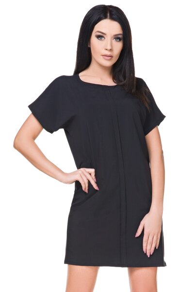 Czarna luźna sukienka z krótkim rękawem