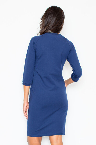 Granatowa sukienka z kieszeniami