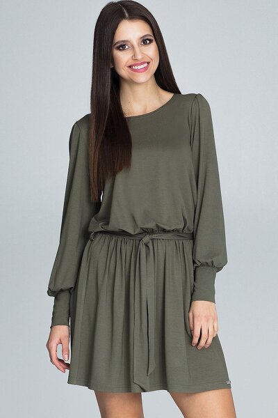 Sukienka wiązana w pasie w kolorze oliwkowym