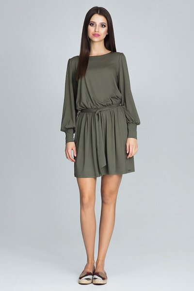 Sukienka wiązana w pasie w kolorze oliwkowym