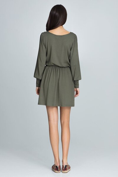 Sukienka wiązana w pasie w kolorze oliwkowym