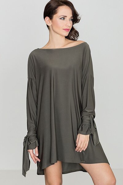 Oliwkowa luźna sukienka