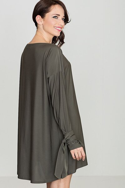 Oliwkowa luźna sukienka