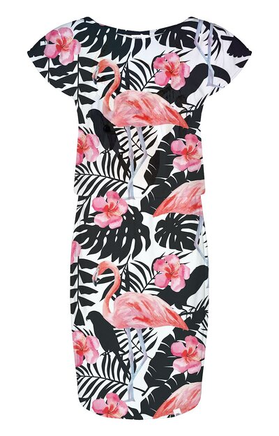 Sukienka midi z krótkim rękawem i  pelikanem