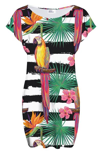 Letnia sukienka mini z papugą