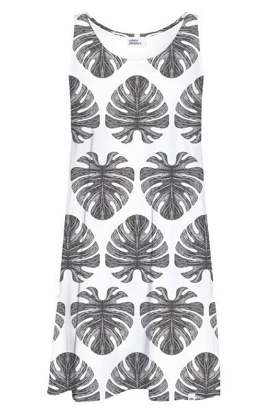 Letnia sukienka na ramiączkach z czarnymi ozdobnymi elementami