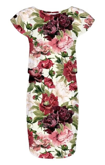 Kwiecista letnia sukienka z zaznaczoną talią