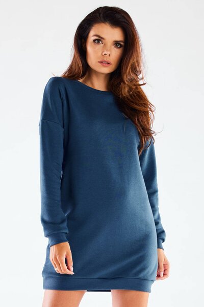 Niebieska sukienka mini o kroju bluzy