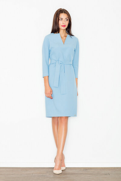Sukienka ołówkowa wiązana w pasie w niebieskim kolorze