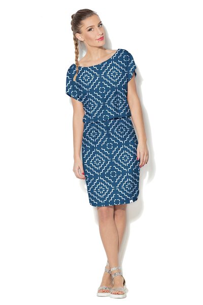 Niebieska sukienka w biały wzór