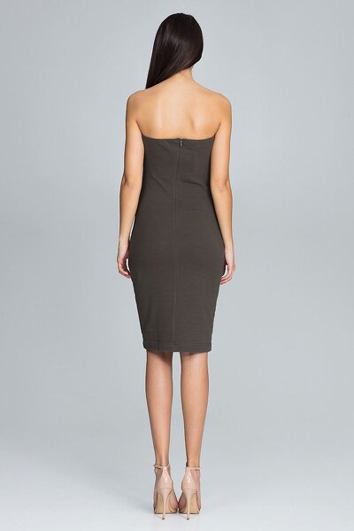 Sukienka z przeszyciami w kolorze oliwki