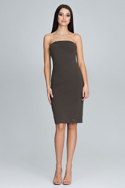 Sukienka z przeszyciami w kolorze oliwki