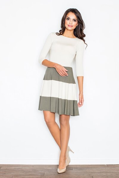 Rozkloszowana sukienka w kolorze oliwkowym