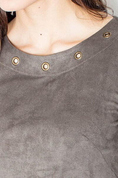 Zamszowa sukienka w oliwkowym kolorze