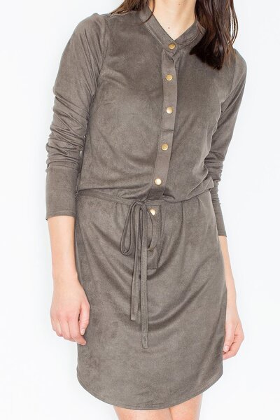 Sukienko tunika z paskiem w oliwkowym kolorze