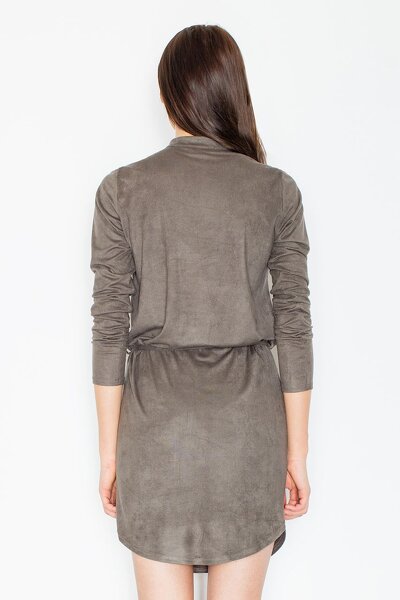 Sukienko tunika z paskiem w oliwkowym kolorze