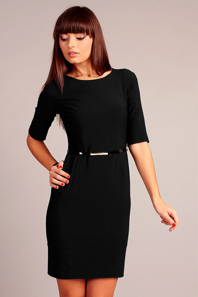 Czarna ołówkowa sukienka z rękawem 3/4