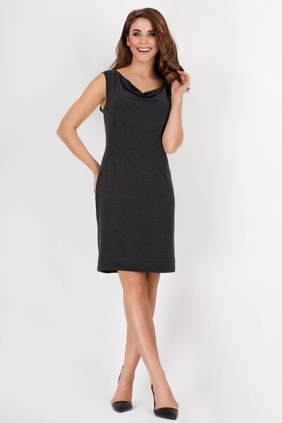 Ołówkowa grafitowa sukienka na szerokich ramiączkach