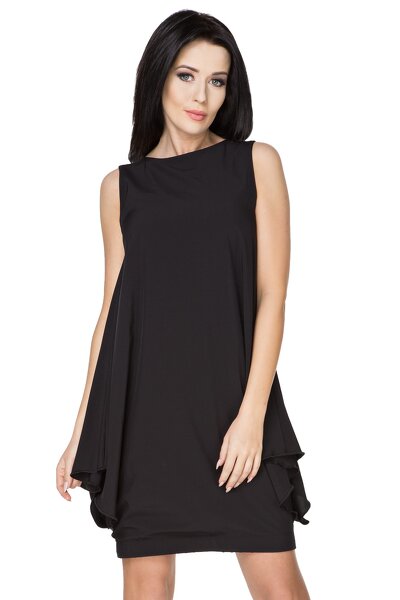 Czarna sukienka mini z podwójną spódnicą