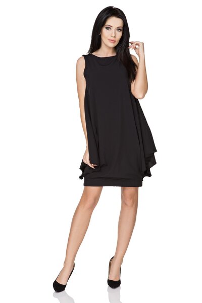 Czarna sukienka mini z podwójną spódnicą