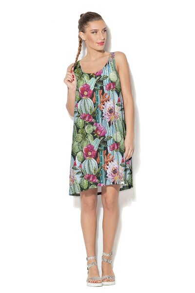 Plażowa sukienka na ramiączkach  w egzotyczne wzory